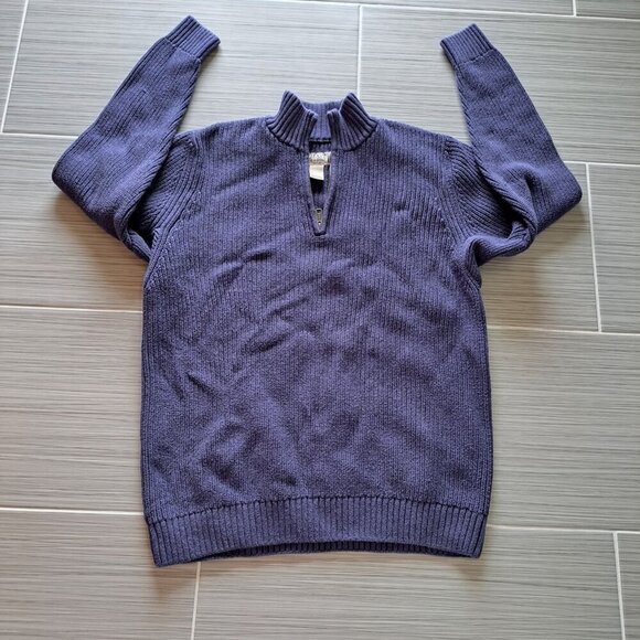 Duluth Trading Company Men's Large 1/4 Zip Blue Purple Sweater Cotton - Picture 1 of 7